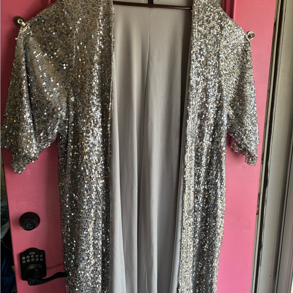 Torrid Silver Sequin Open Front Cardigan